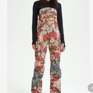 Burton Cheetah Floral Ski Suit! Bibs, coat and gloves!